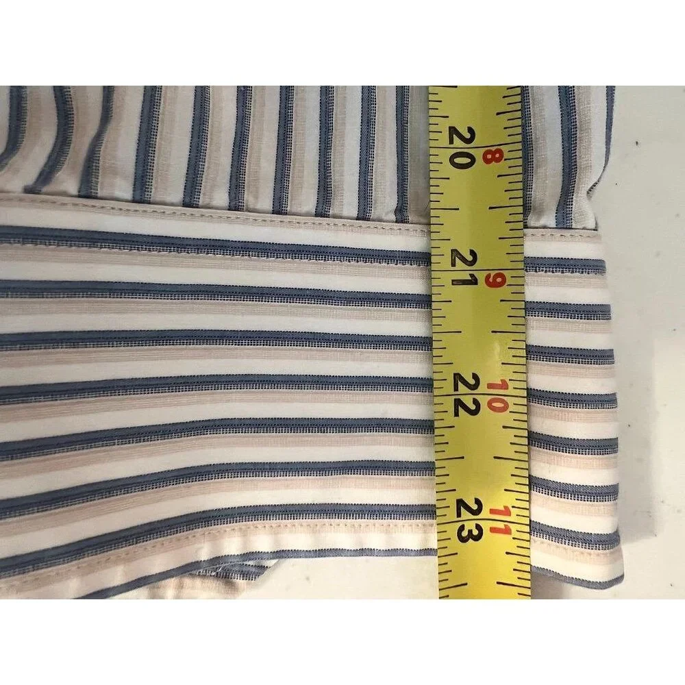 Banana Republic Mens Striped M LS Button Down Dress Shirt Blue Yellow on white‎
